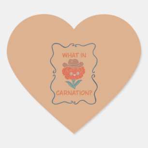 Pegatina En Forma De Corazón Qué flor de Clavel Vaquera Divertida