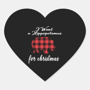 Pegatina En Forma De Corazón quiero hipopótamo para navidades