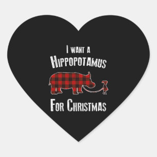 Pegatina En Forma De Corazón Quiero Un Hipopótamo Para Navidades Rojo
