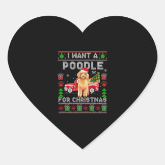 Pegatina En Forma De Corazón Quiero Un Poodle Para Navidades Perro Dulce Feo Xm