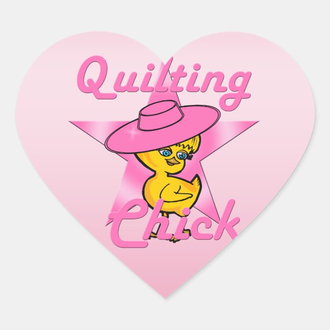 Pegatina En Forma De Corazón Quilting Chick #8 (Anverso)