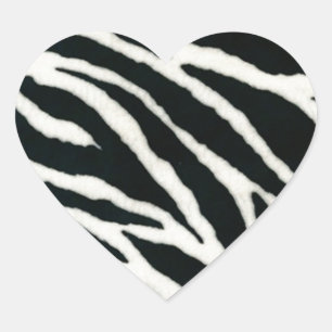 Pegatina En Forma De Corazón RAB Rockabilly Estampado de Cebra Negro y Blanco