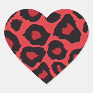 Pegatina En Forma De Corazón RAB Rockabilly Estampado Leopardo Rojo Negro