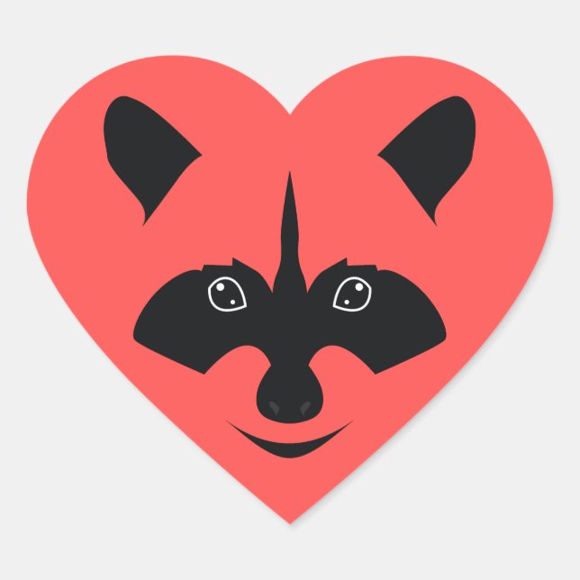 Pegatina En Forma De Corazón Raccoon (Anverso)