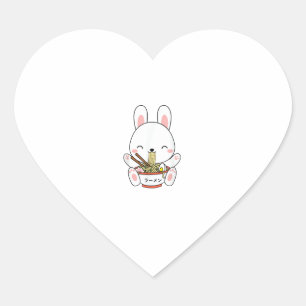 Pegatina En Forma De Corazón Ramen Bunny Bowl para Kawaii Ramen Noodle Soul Lov