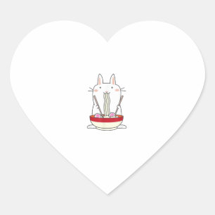 Pegatina En Forma De Corazón Ramen Bunny Japoneses Noodles Kawaii Rabbit Tee Gi