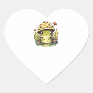 Pegatina En Forma De Corazón Rana Cuta Con Gorra De champiñón, Ranas Cutas Kawa