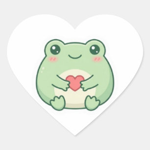 Pegatina En Forma De Corazón Rana de amor minimalista Pegatina de rana linda so