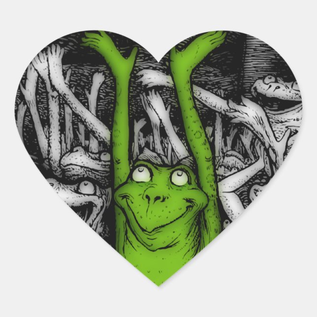 Pegatina En Forma De Corazón Ranas alentadoras (Anverso)