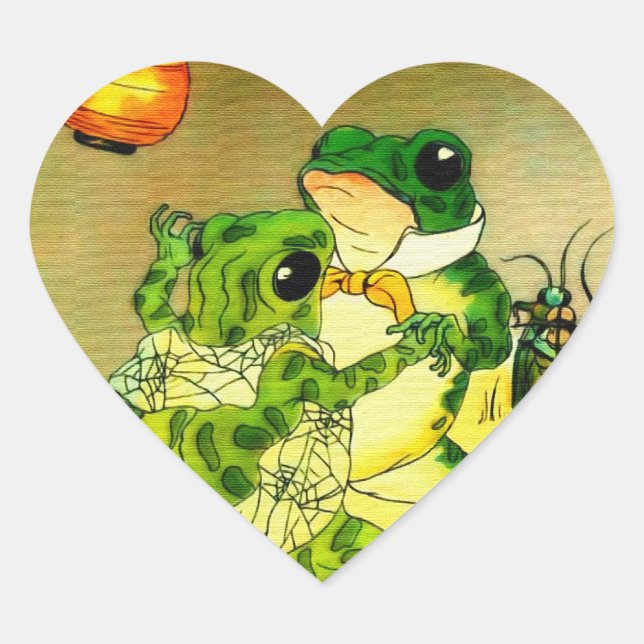 Pegatina En Forma De Corazón Ranas bailarinas (Anverso)