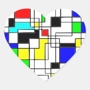 Pegatina En Forma De Corazón Random Squares Homage A Mondrian