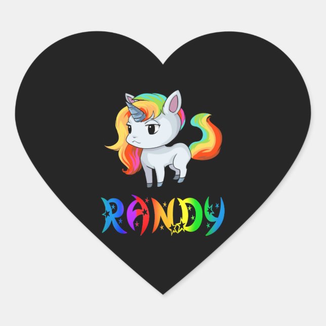 Pegatina En Forma De Corazón Randy Unicorn (Anverso)