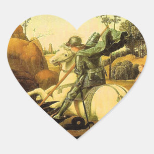 Pegatina En Forma De Corazón Raphael "San Jorge y el dragón" (circa 1505)