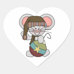 Pegatina En Forma De Corazón Ratón navidad con ornamento