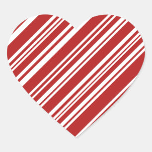 Pegatina En Forma De Corazón Rayas angulosas rojas y blancas mezcladas de la