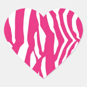 Pegatina En Forma De Corazón Rayas de cebra rosa