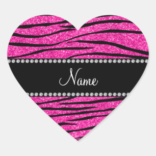Pegatina En Forma De Corazón Rayas de neón conocidas de encargo de la cebra de