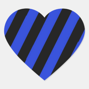 Pegatina En Forma De Corazón rayas diagonales azules y negras