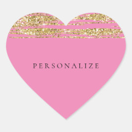 Pegatina En Forma De Corazón Rayas Purpurinas rosadas