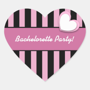 Pegatina En Forma De Corazón Rayas y ROSA del fiesta V06 de Bachelorette del
