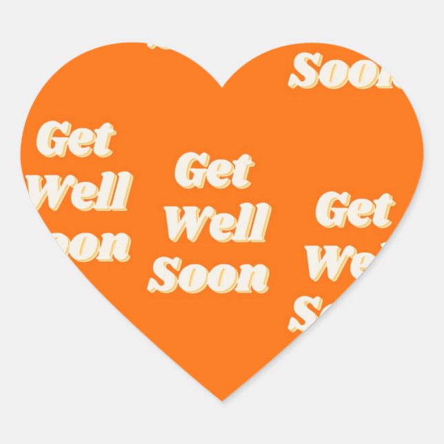 Pegatina En Forma De Corazón Recibir pronto texto en naranja (Anverso)