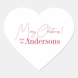 Pegatina En Forma De Corazón Red and White Christmas from Family Name