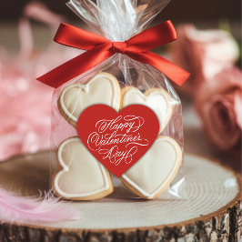 Pegatina En Forma De Corazón Red Happy Valentines Day Calligraphy 