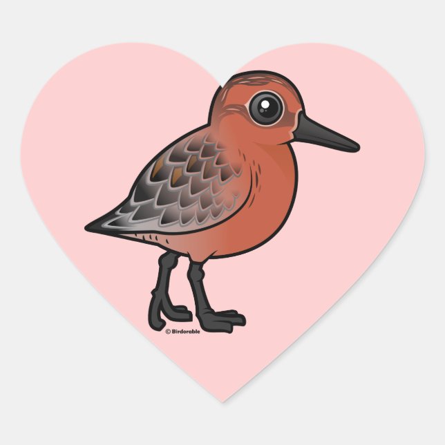 Pegatina En Forma De Corazón Red Knot (Anverso)
