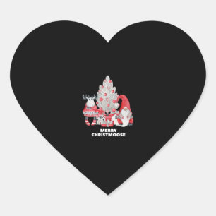 Pegatina En Forma De Corazón Red Plaid Merry Christmoose Navidades