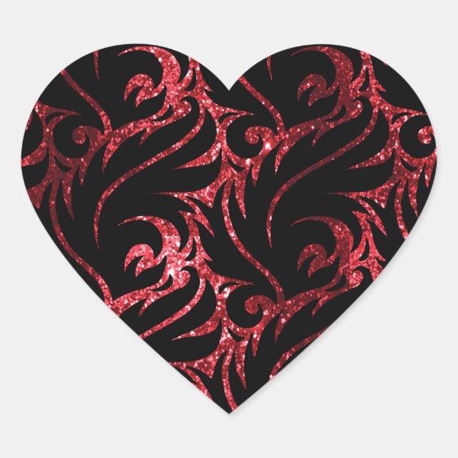 Pegatina En Forma De Corazón Red Purpurinoso y negro (Anverso)
