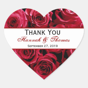 Pegatina En Forma De Corazón Red Rose Bouquet Gracias Boda Bride Groom