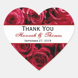 Pegatina En Forma De Corazón Red Rose Bouquet Gracias Boda Bride Groom