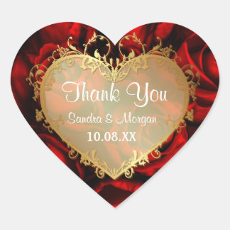 Pegatina En Forma De Corazón Red Rose Elegance - Gracias