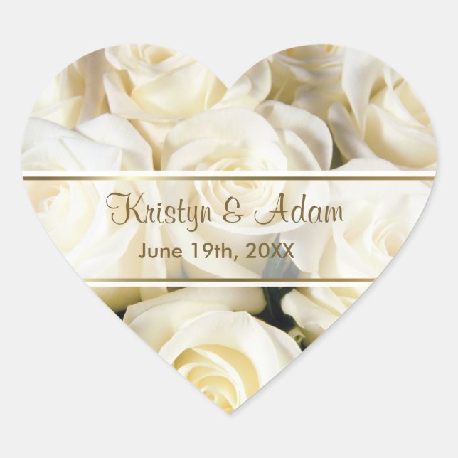 Pegatina En Forma De Corazón Red Rose Elegance - Personalizar (Anverso)