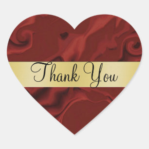 Pegatina En Forma De Corazón Red Swirl Gracias Pegatina Del Corazón
