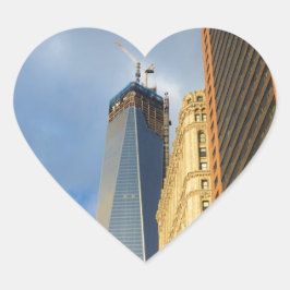 Pegatina En Forma De Corazón Reflejos de rascacielos de Nueva York