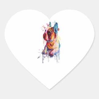 Pegatina En Forma De Corazón Regalo de arte de dibujo a mano de Bulldog francés