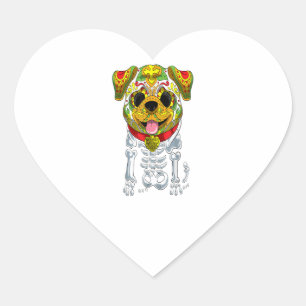Pegatina En Forma De Corazón Regalo de Bulldog de cráneo de azúcar de Hallowe