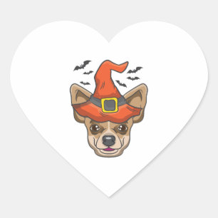 Pegatina En Forma De Corazón Regalo de disfraz Chihuahua de bruja de Halloween