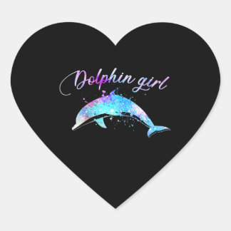 Pegatina En Forma De Corazón Regalo de Dolphin Lover| Chica de delfines Galaxy