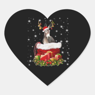 Pegatina En Forma De Corazón Regalo de Donkey Lover   Feliz Navidad con los Don