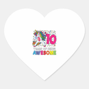 Pegatina En Forma De Corazón Regalo de fiesta de cumpleaños número 10 de unicor