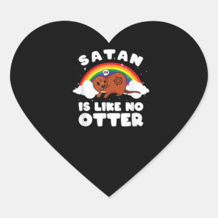 Pegatina En Forma De Corazón Regalo de Otter Satanic Rainbow Satanic Es Como N