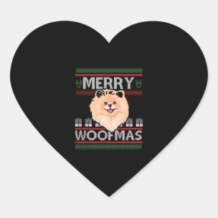 Pegatina En Forma De Corazón Regalo de Perro con Navidades Pomerania de Merry W