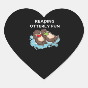 Pegatina En Forma De Corazón Regalo Otter  Gusano de libros de Otter Sea Leyend