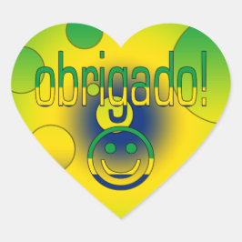 Pegatina En Forma De Corazón Regalos Brasileños Gracias / Cara Obrigado