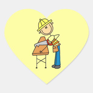 Pegatina En Forma De Corazón Regalos de trabajador de construcción aserrando ma