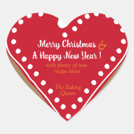 Pegatina En Forma De Corazón Reina de la Repostería de Navidad Rojo