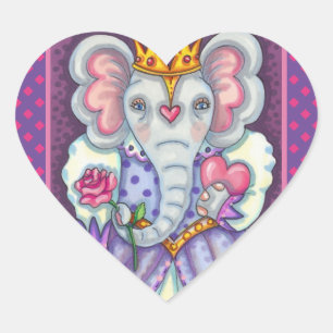 PEGATINA EN FORMA DE CORAZÓN REINA ELEFANTE DE CORAZONES Y ROSAS ROYAL VALENTIN