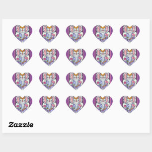 PEGATINA EN FORMA DE CORAZÓN REINA ELEFANTE DE CORAZONES Y ROSAS ROYAL VALENTIN